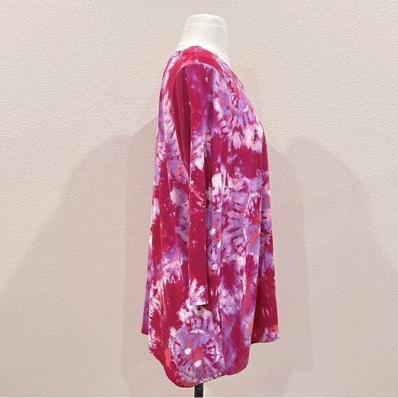 LOGO by Lori Goldstein x Smiley World Pink Combo Shirt Size Medium - Picture 6 of 15